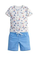 Sail Boat Print Two Piece Swim Set
