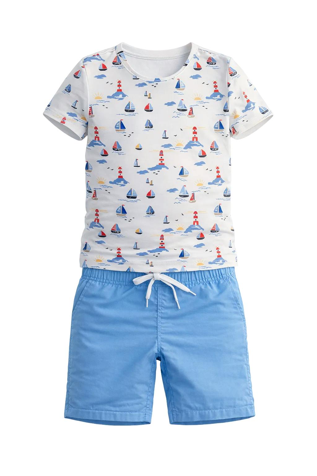 Sail Boat Print Two Piece Swim Set