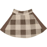 Corduroy Plaid Panel Solid Side A-Line Short Skirt