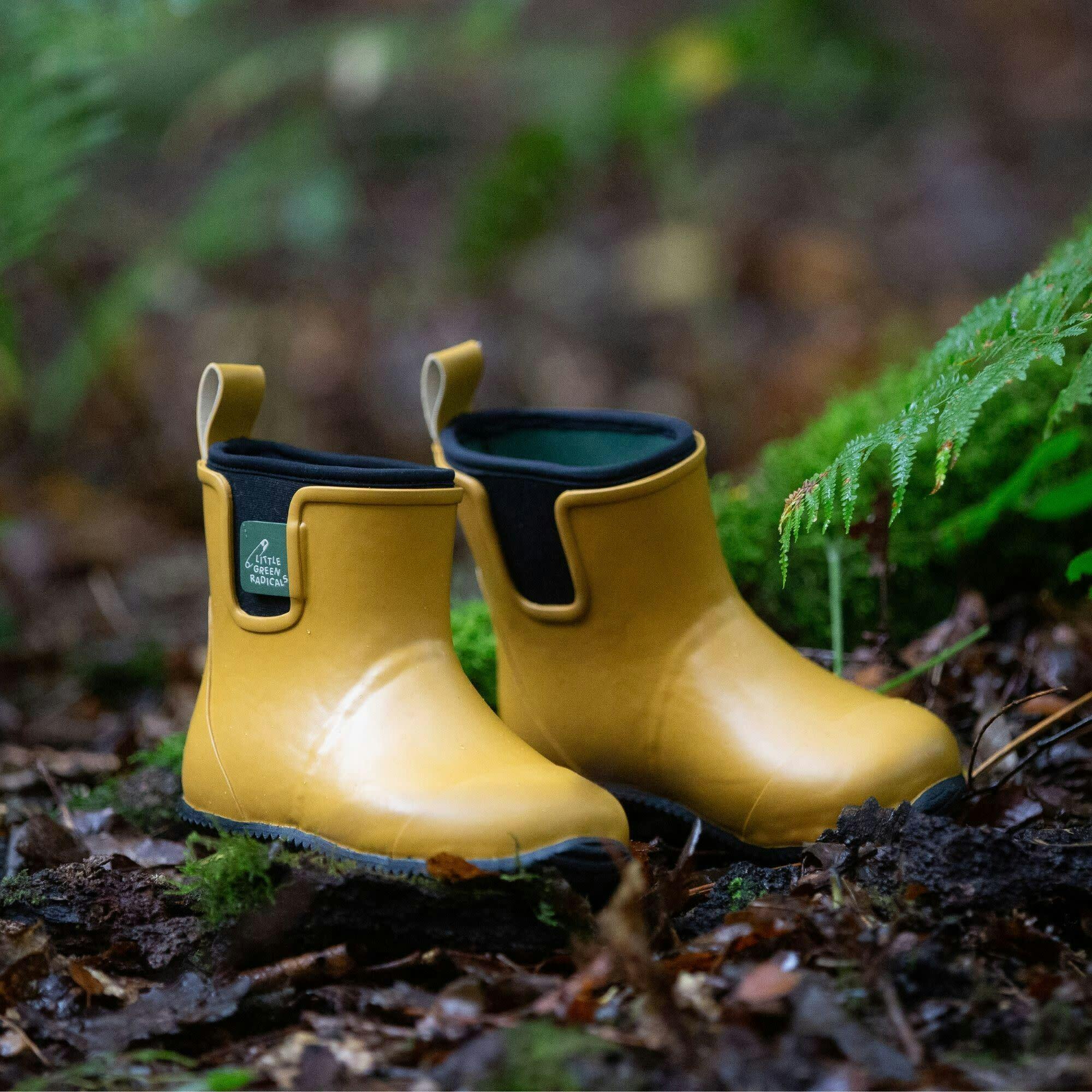 Wellington Ankle Length Round Toes Waterproof Boots, Gold