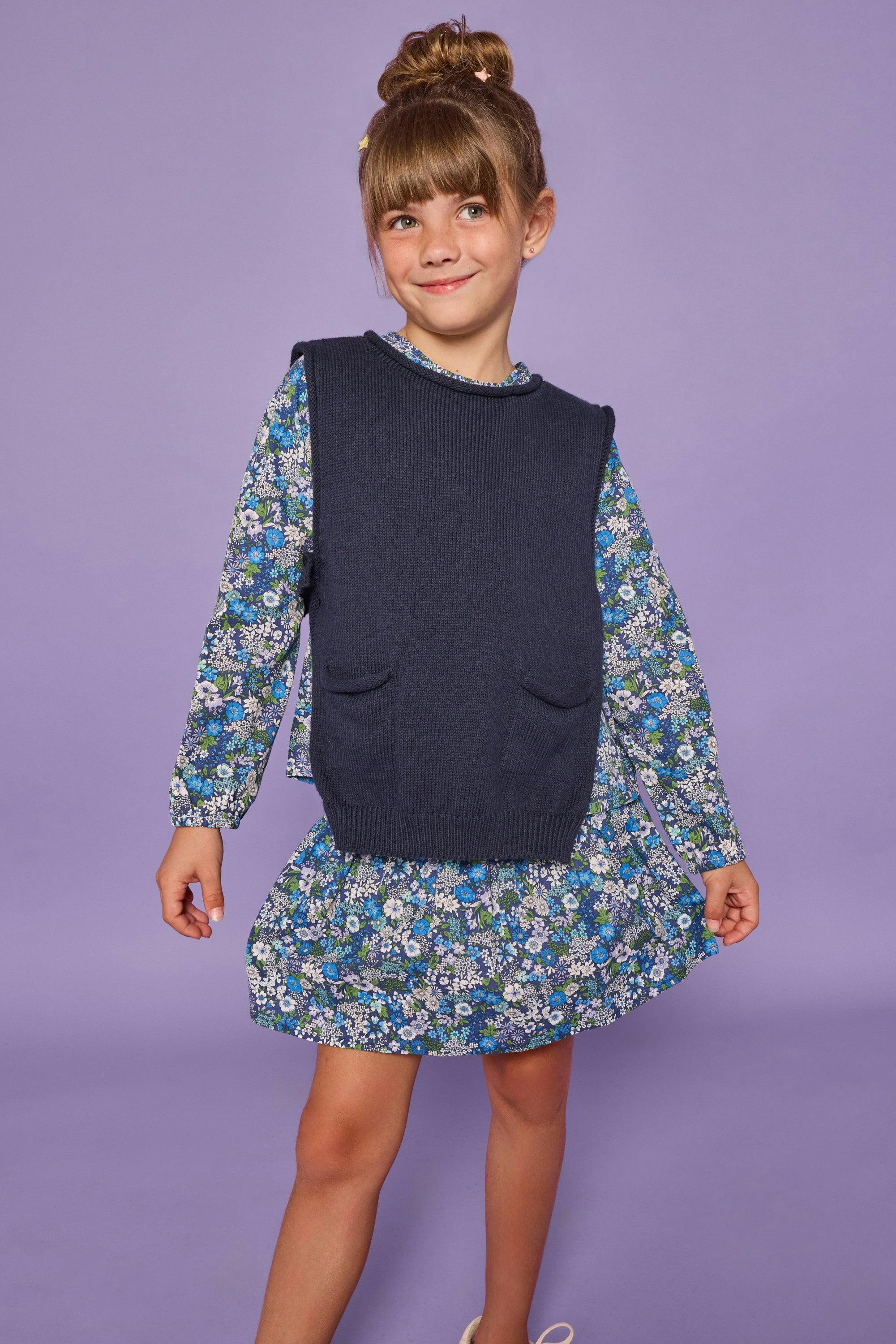 Anita Top - Brookline Blossoms Blue