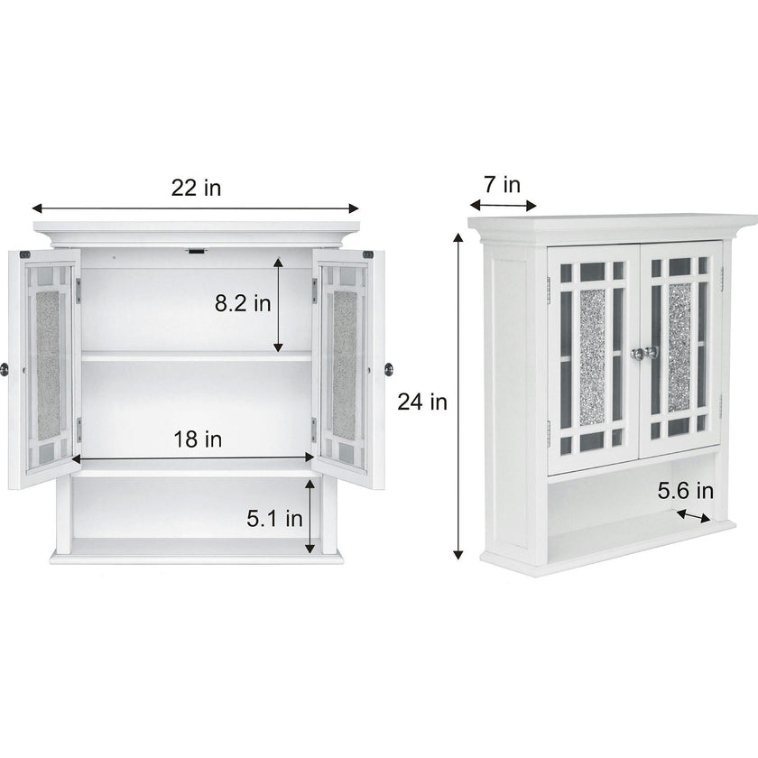 Windsor Wooden Wall Cabinet with Glass Mosaic Doors
