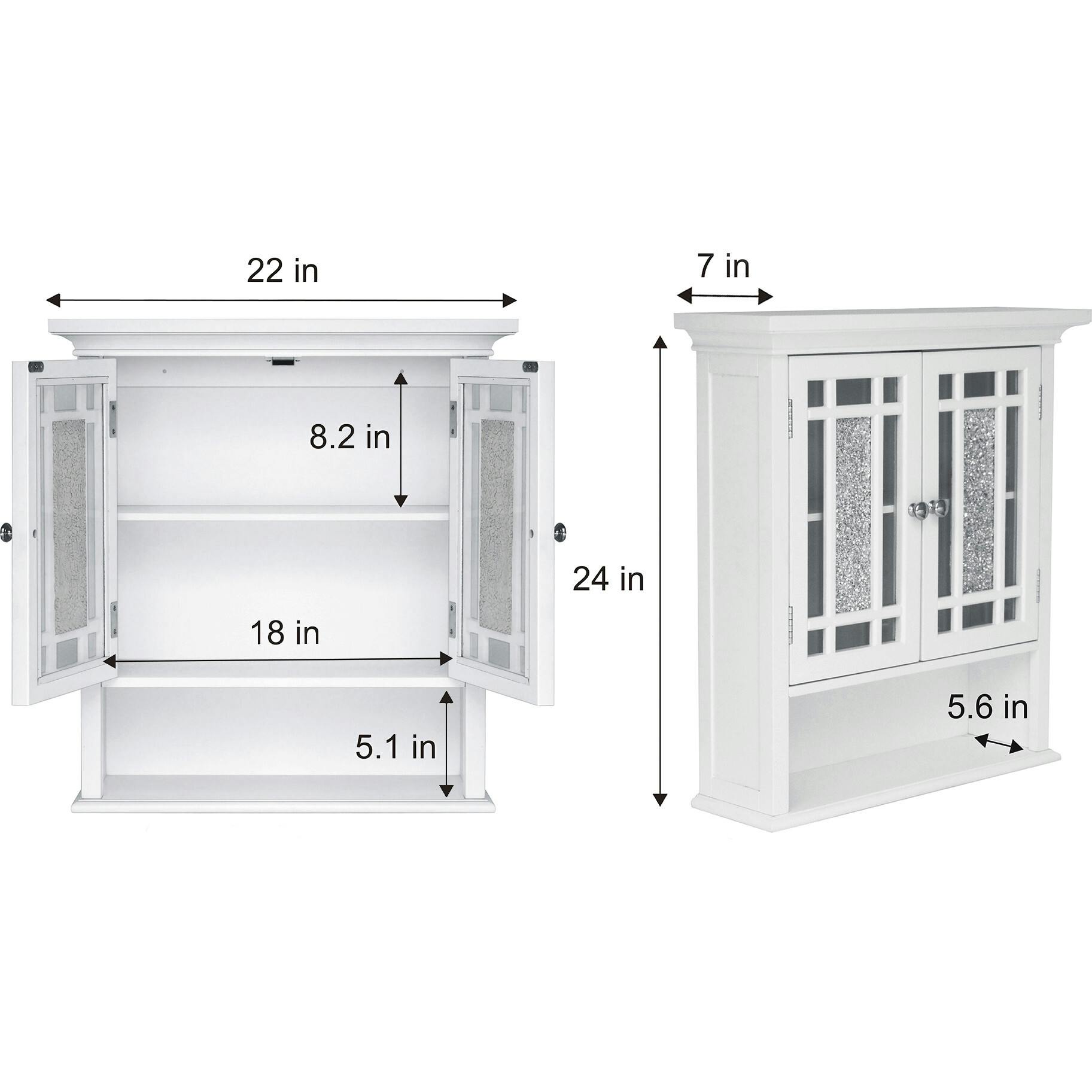 Windsor Wooden Wall Cabinet with Glass Mosaic Doors