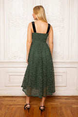 Penny Tank Midi Dress in Green Lace