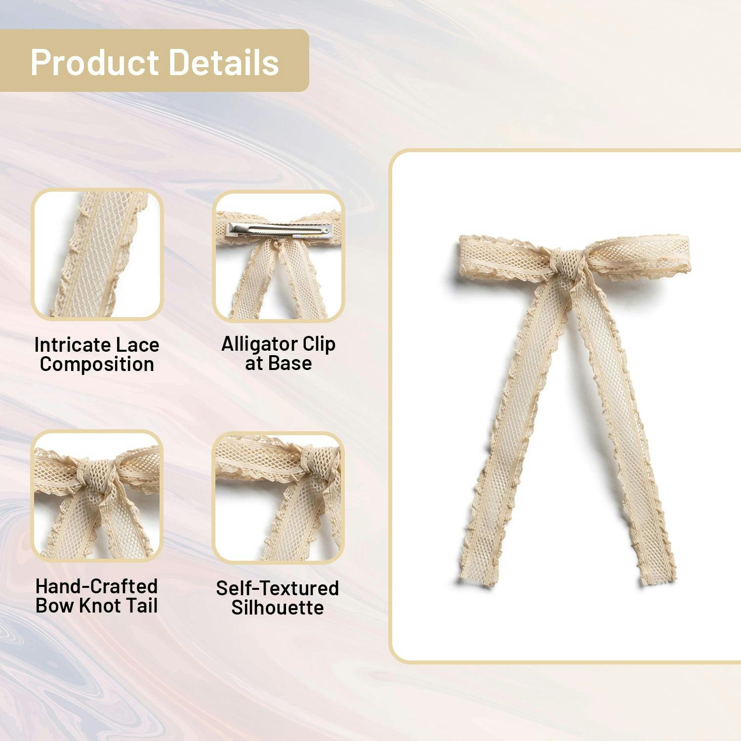Halo Luxe Mae Lattice Lace Long Tail Clip - Sand