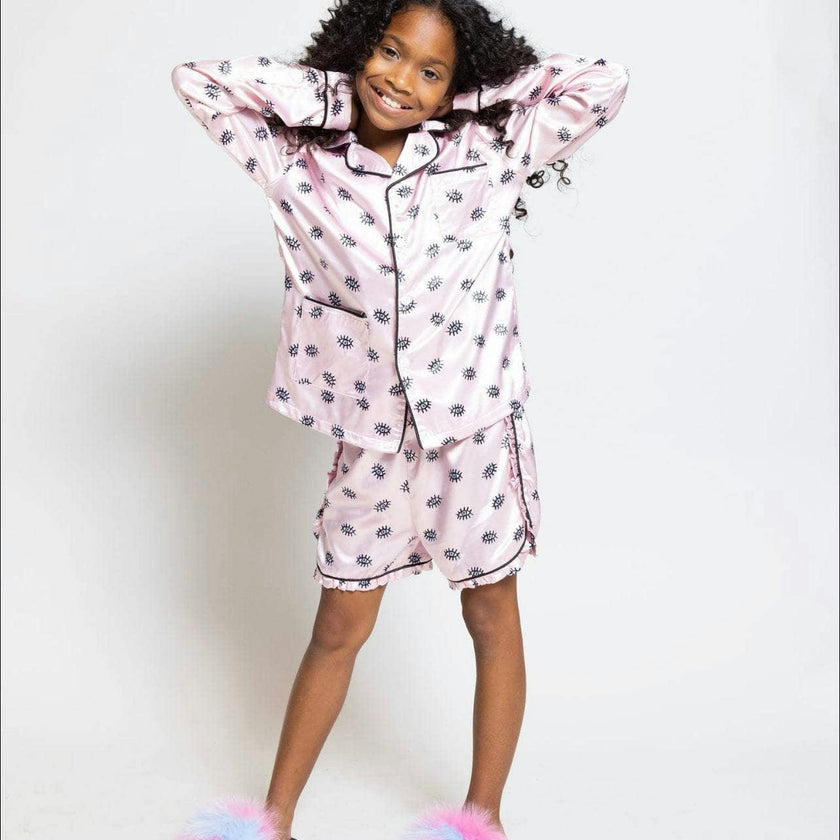 Evil Eye Silk Long Sleeve Shirt & Short Set