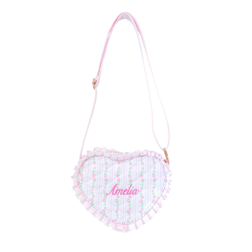 Customizable Quilted Floral Heart Purse