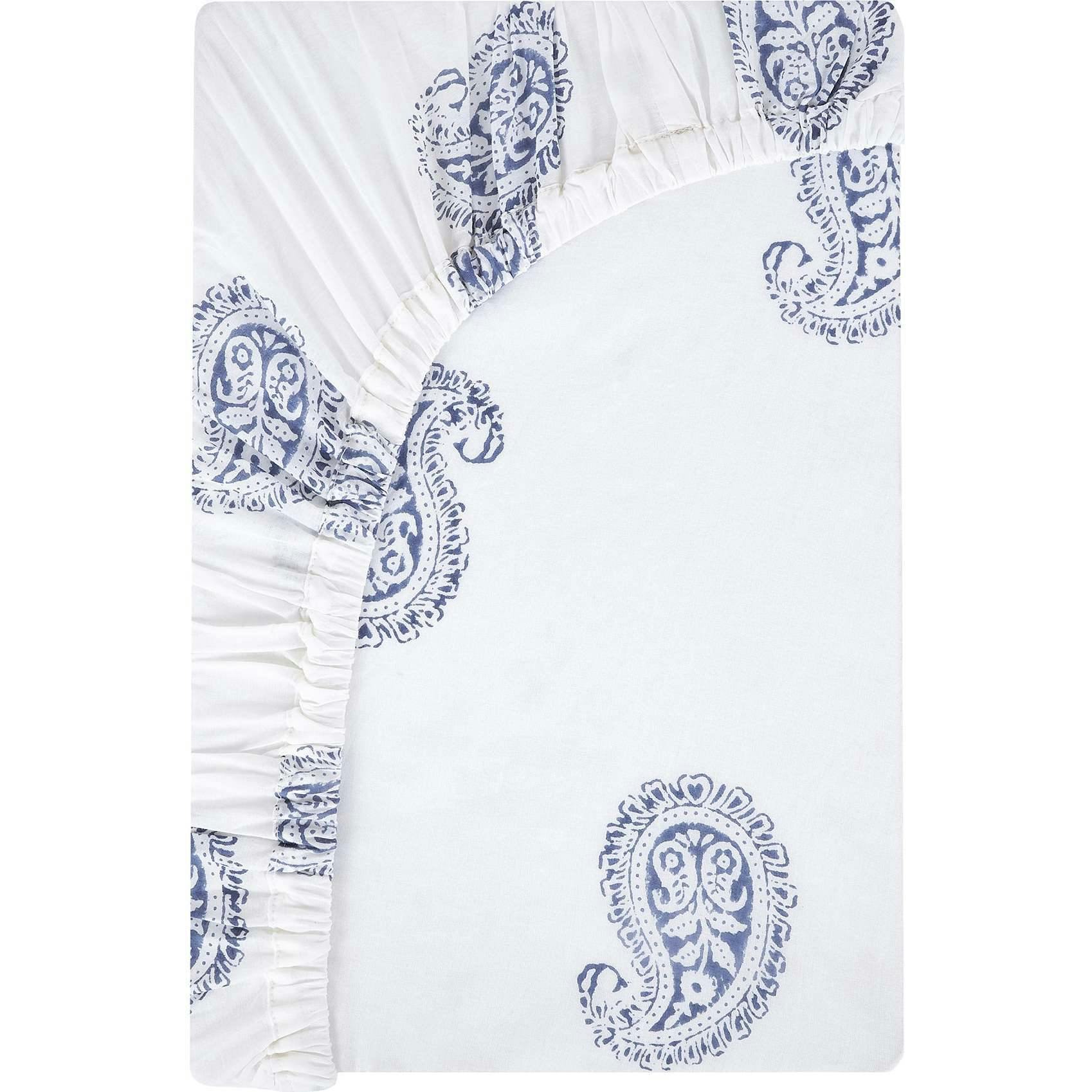Block-Printed Cotton Fitted Crib Sheet
