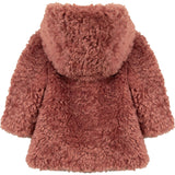 TARTINE ET CHOCOLAT Faux Fur Hooded Baby Coat, Dusty Pink