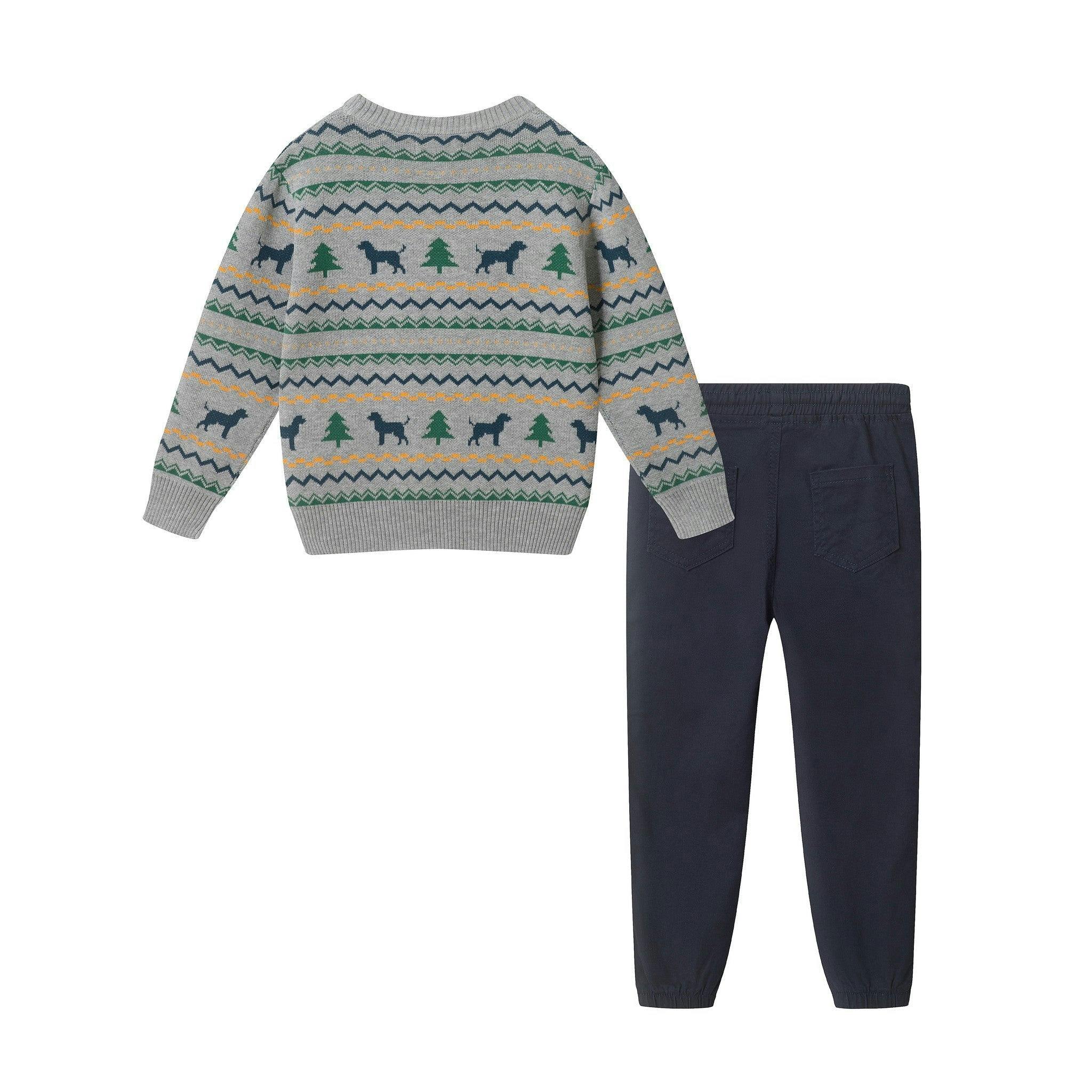Boys Sweater & Jogger Set | Winter Dogs - Grey