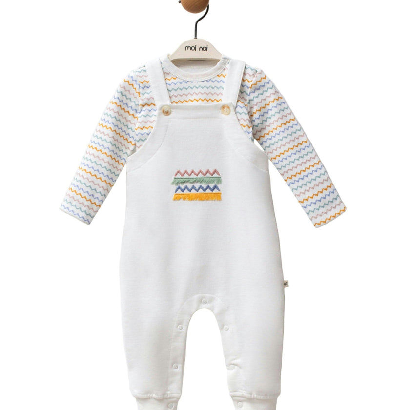 Multicolor Zigzag Overalls Set