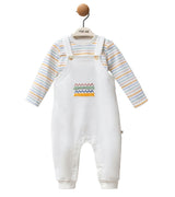 Multicolor Zigzag Overalls Set