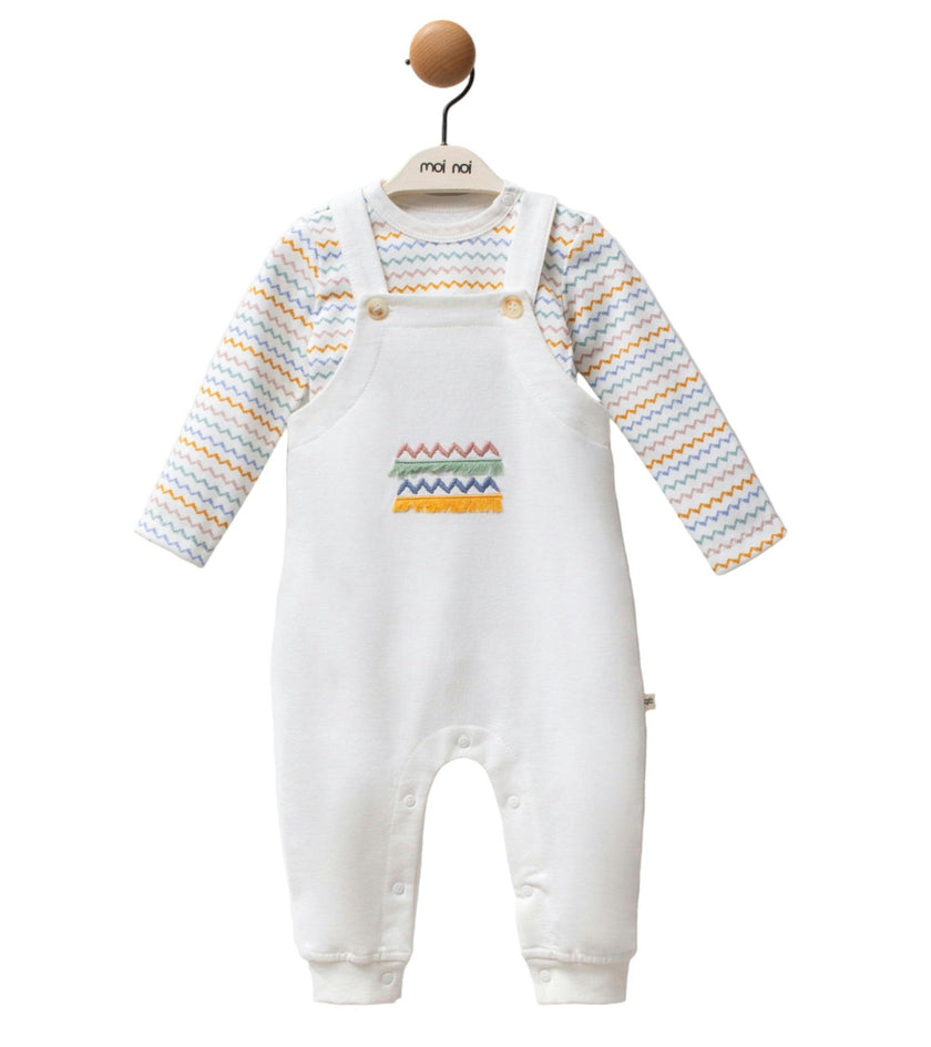 Multicolor Zigzag Overalls Set