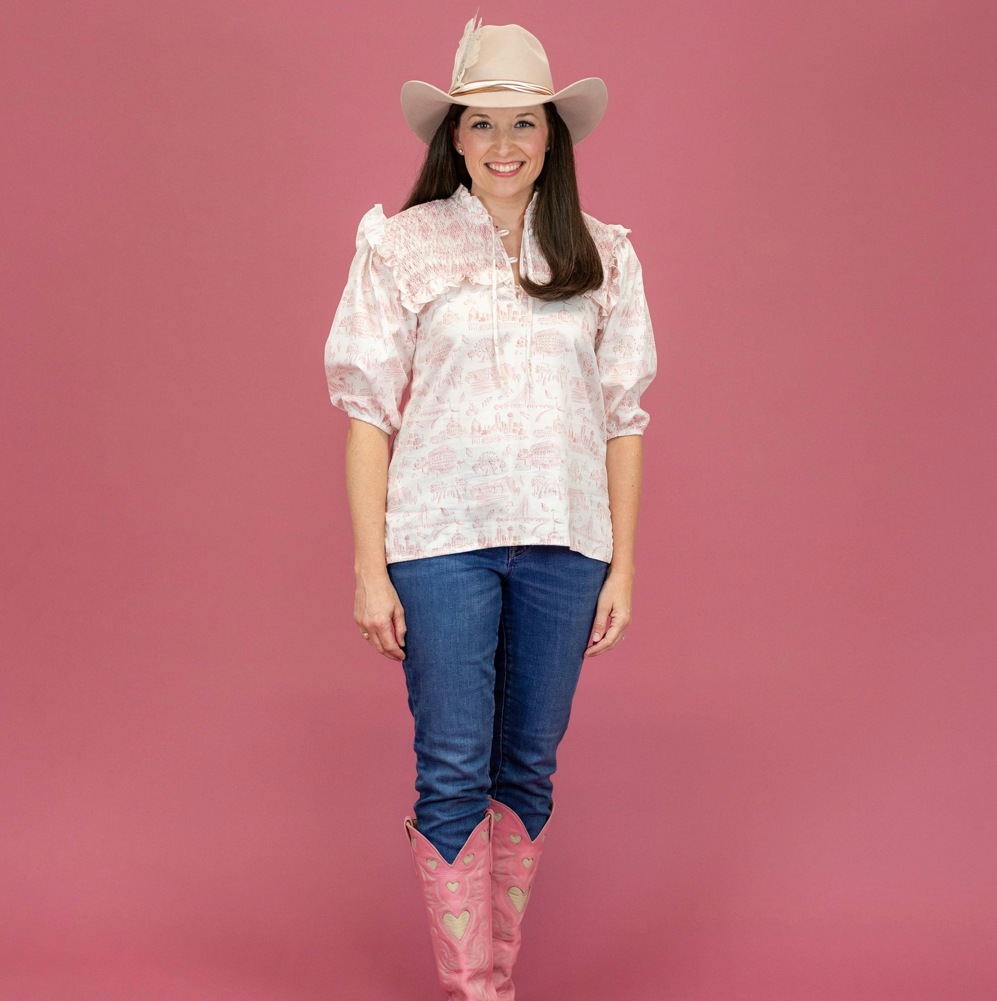 Women's Lizzie Shirt - Dallas Print (Pink)