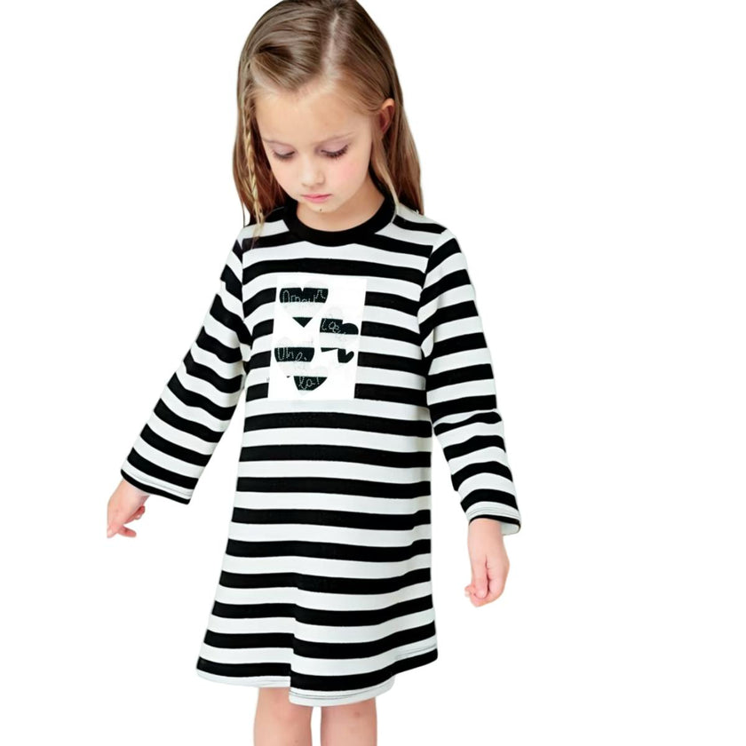 Girl Striped Metallic Stitch Sweater