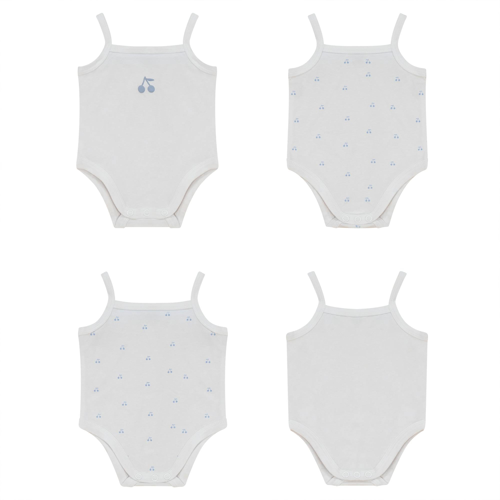 Cherry Print Onesie Set White/Blue