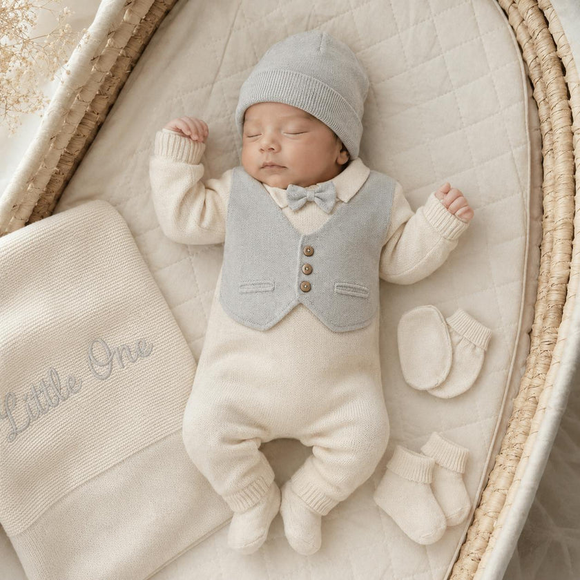 Baby Boy Organic Cotton Little One Newborn Coming Home Outfit Set