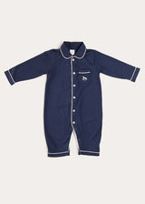Rocking Horse Embroidered Pima Cotton All In One Pyjamas in Navy (6mths-3yrs)