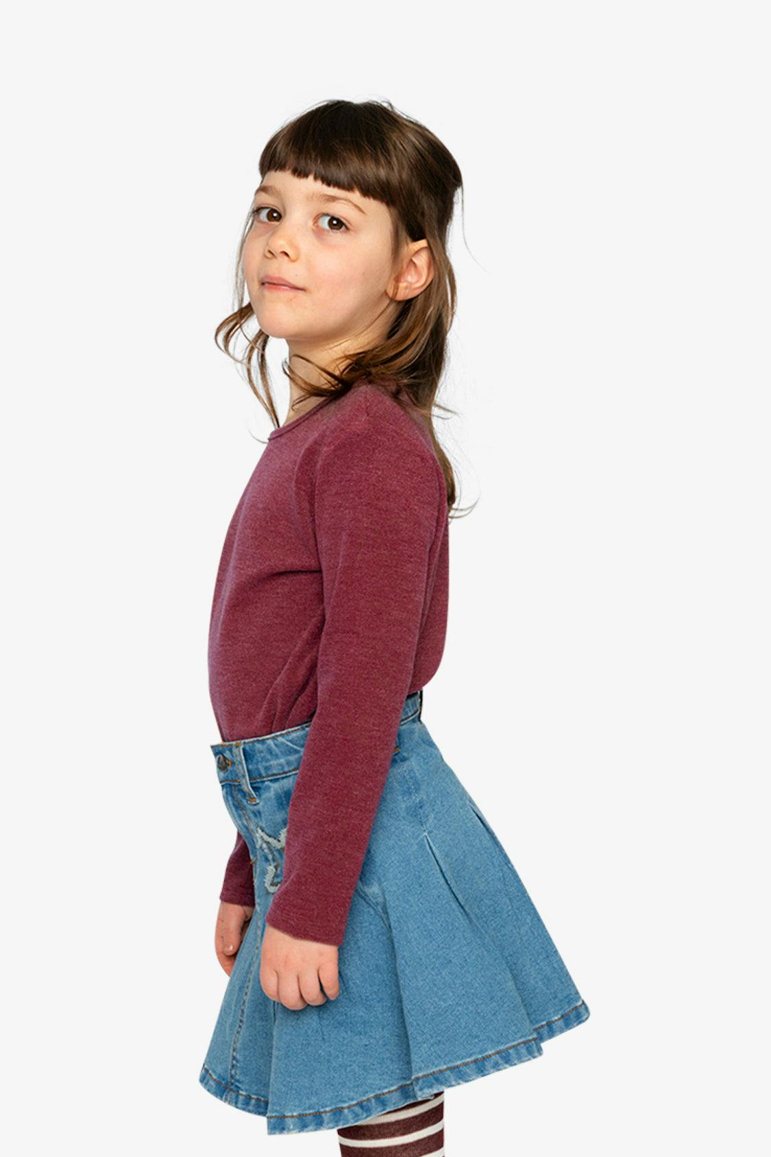 Brushed Rib Crew Neck Top Reddish-Brown
