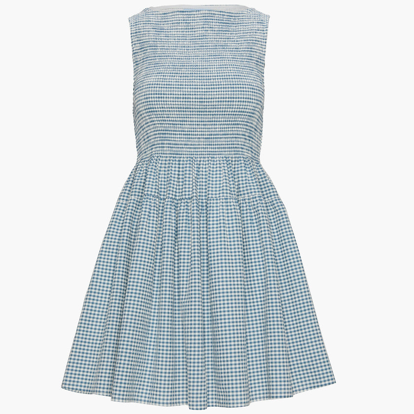 The Cosima Mini Nap Dress - Lagoon Gingham