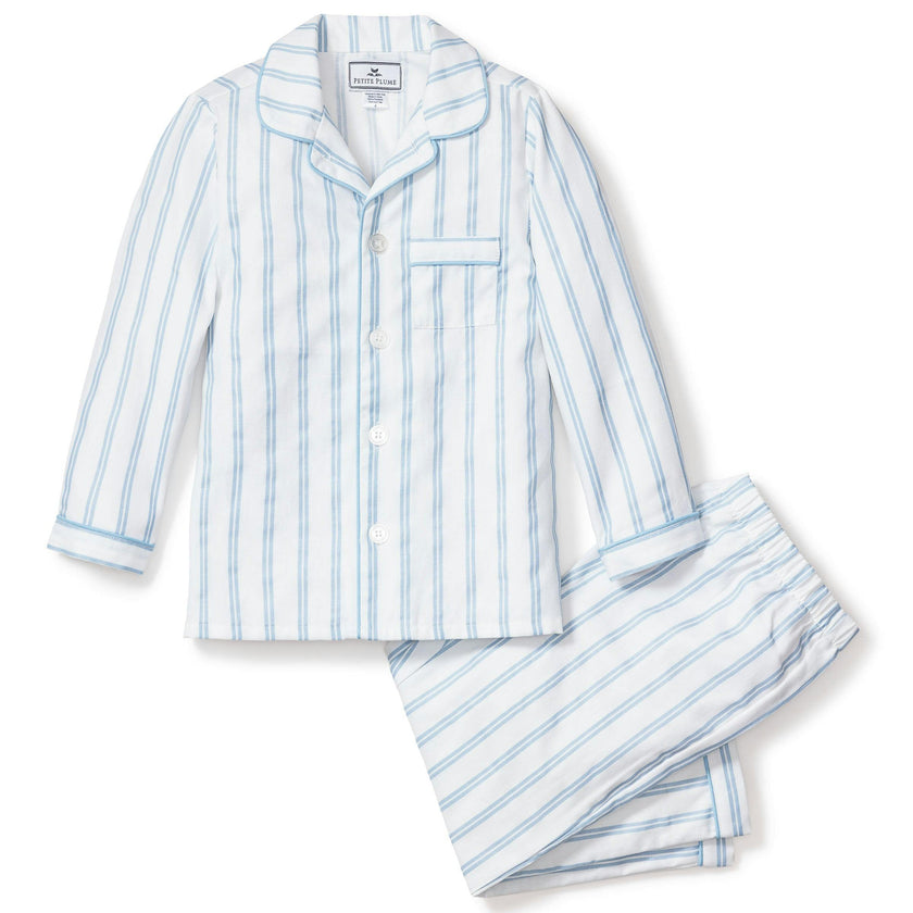Kid's Twill Pajama Set in Periwinkle Stripe