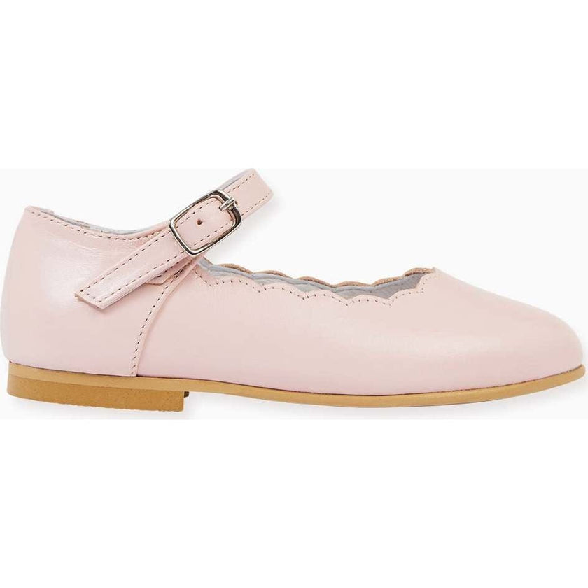 Blush Leather Girl Scallop Mary Jane Shoes
