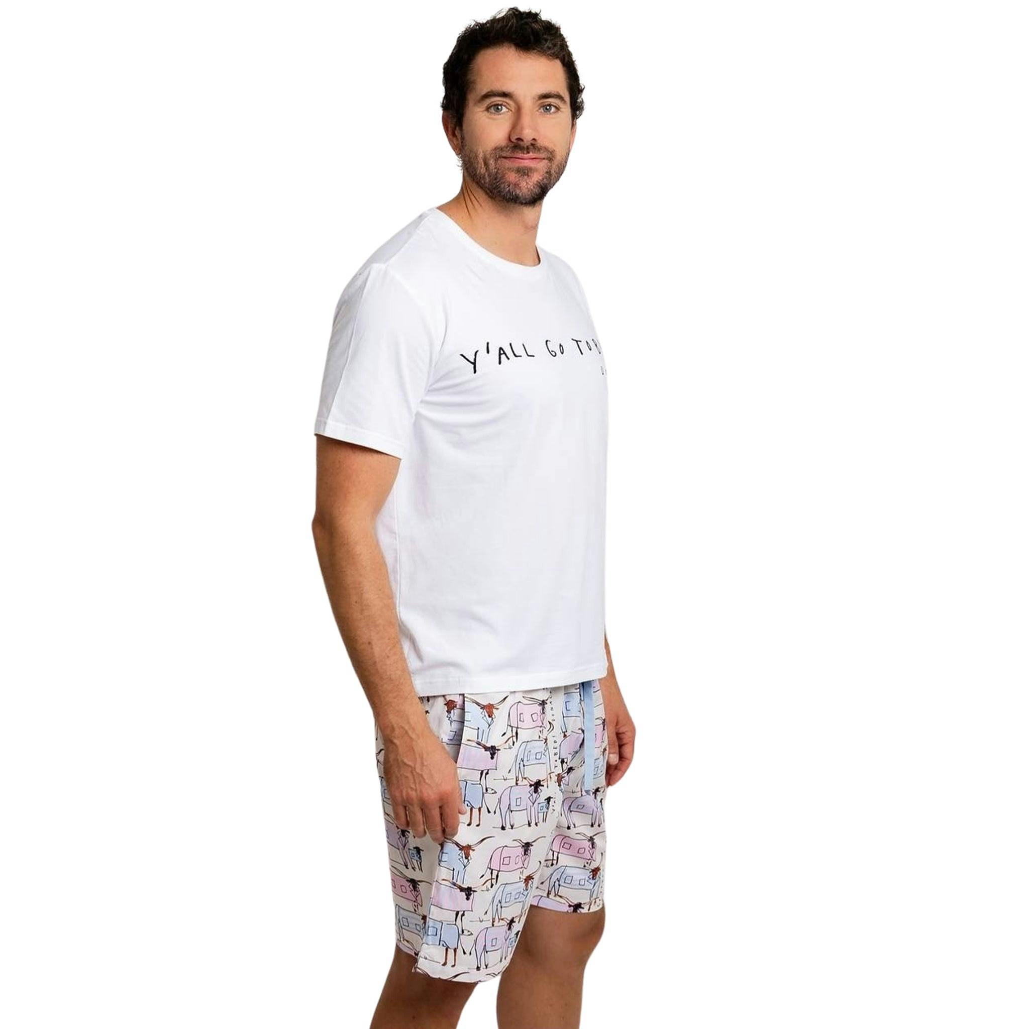 Men's Drawbertson Longhorns Sleep Shorts - Organic Cotton Poplin