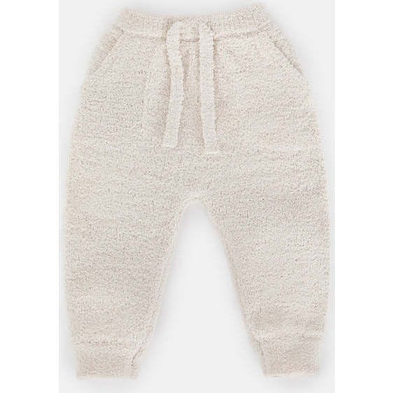 Fuzzy Drawstring Waist Ribbed Cuff Joggers