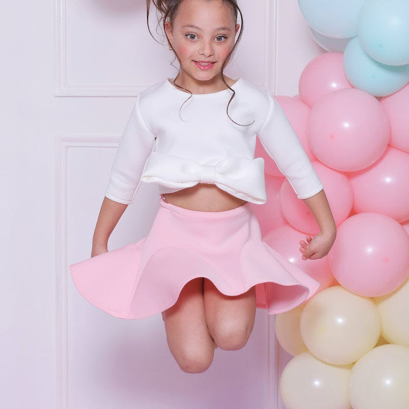 White Jessica Bow Applique Outfit