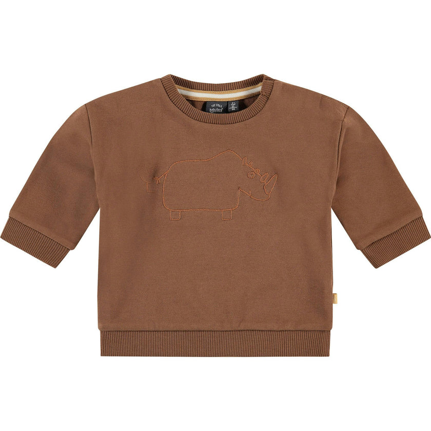 Embroidered Rhinoceros Crew Neck Sweatshirt