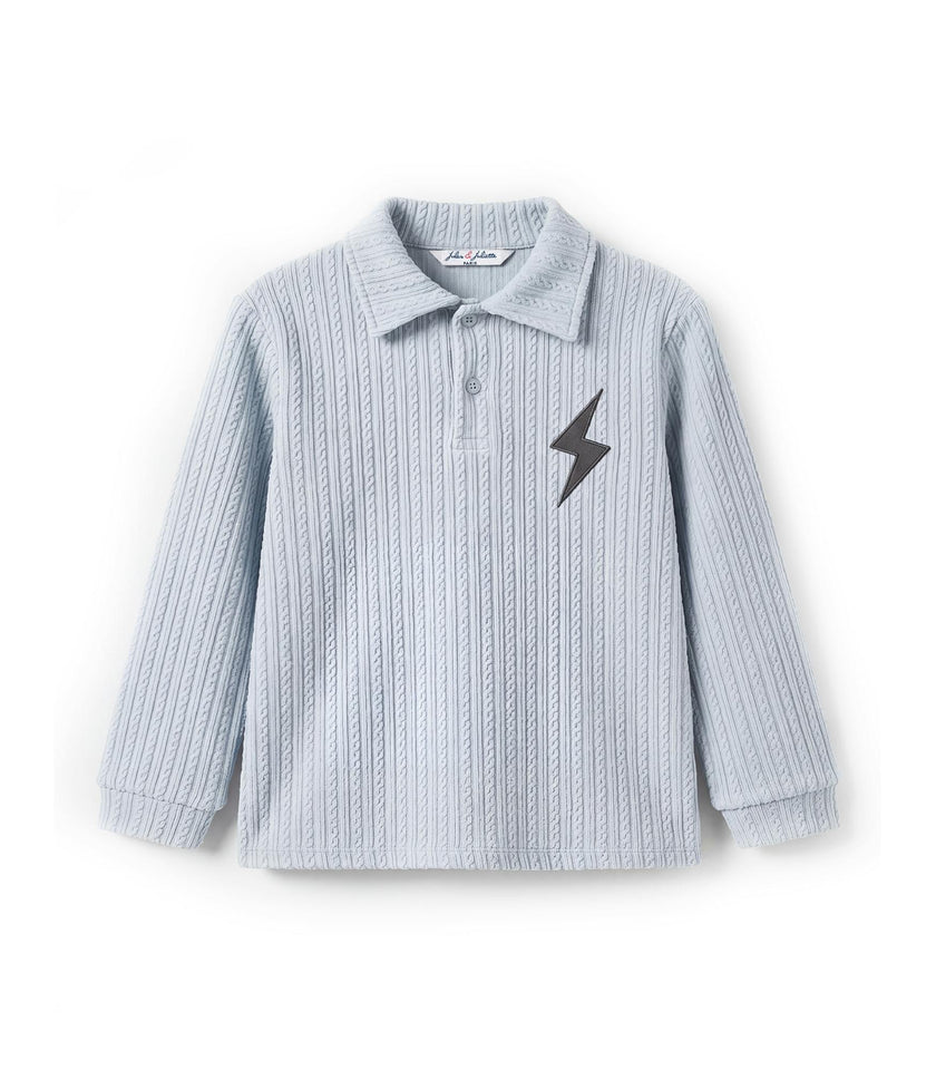 Brandan Baby Boy Polo Sweater, Blue Braid