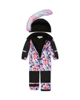 Kids One Piece Play Snowsuit Purple Floral Print