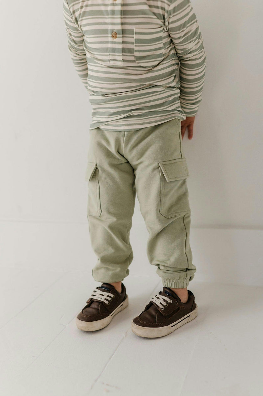 Boys Cargo Pants in Sage