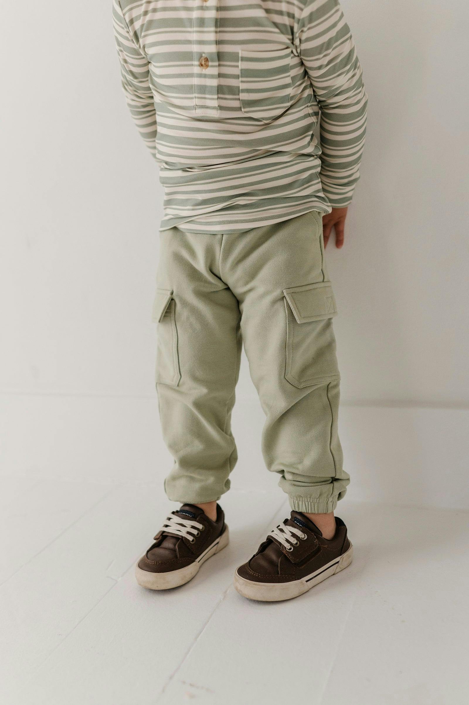 Boys Cargo Pants in Sage