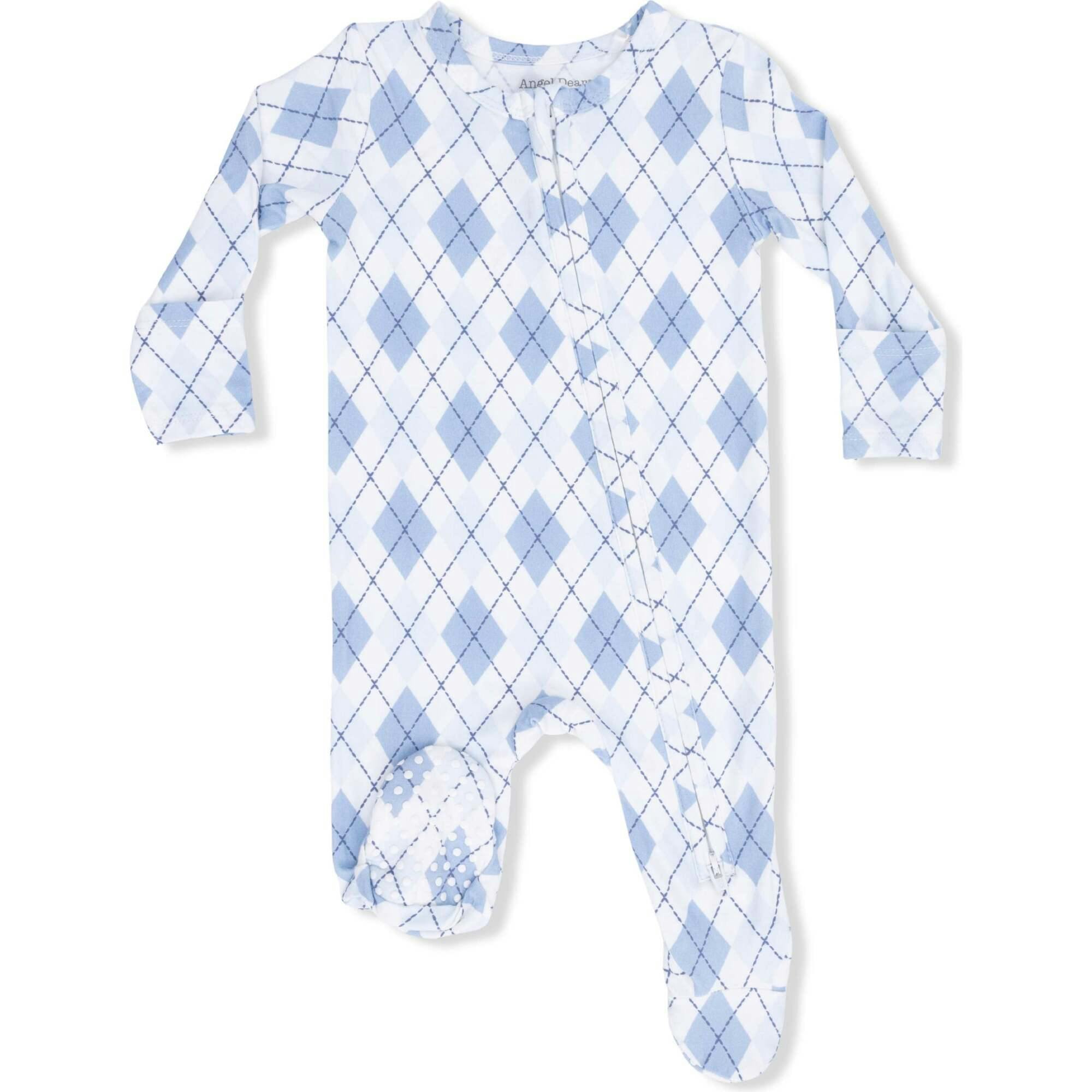 Blue Argyle - 2 Way Zipper Footie