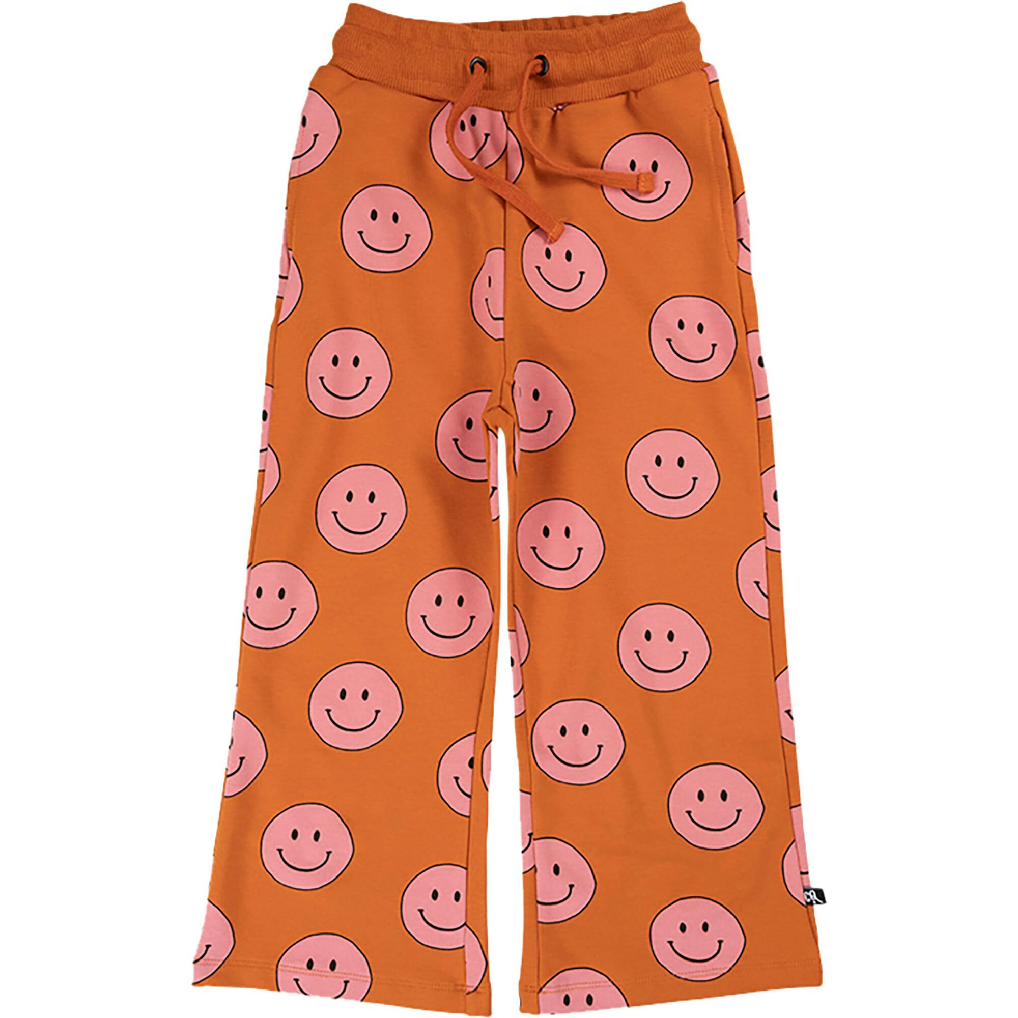 Happy Faces Print Elastic Waistband Drawstring Pockets Sweatpants