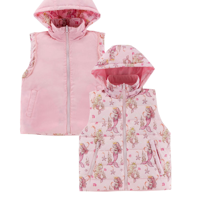 Tanner Reversible Detachable Light Puffer/Vest, Mermaids