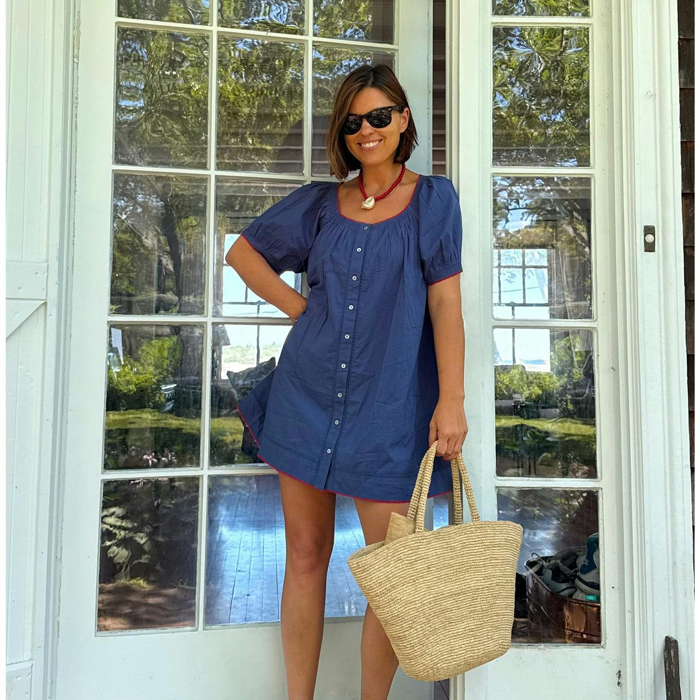 Women's Navy Cotton Coverup