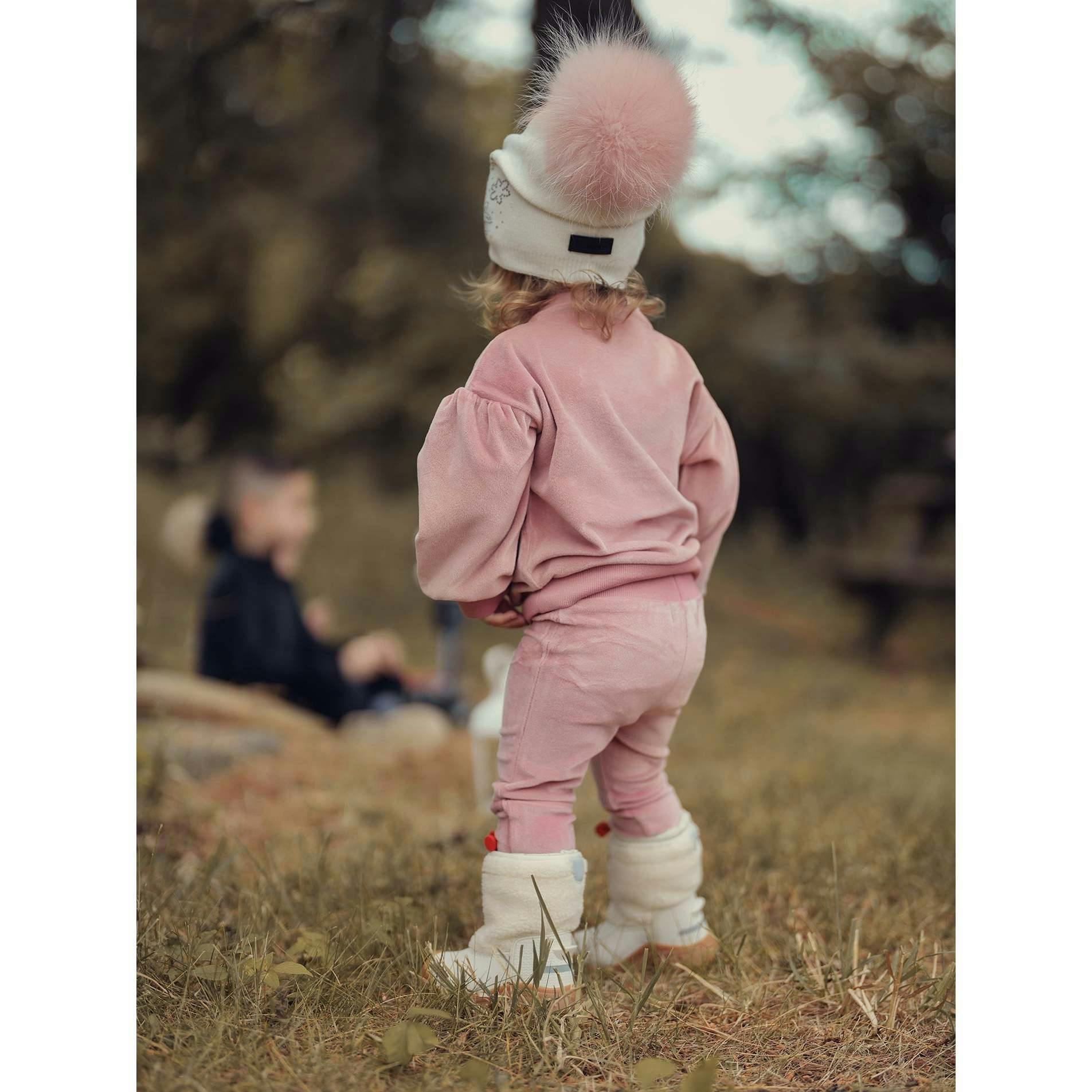 Baby Girls Velour Neck Sweater & Pant 2-Piece Set