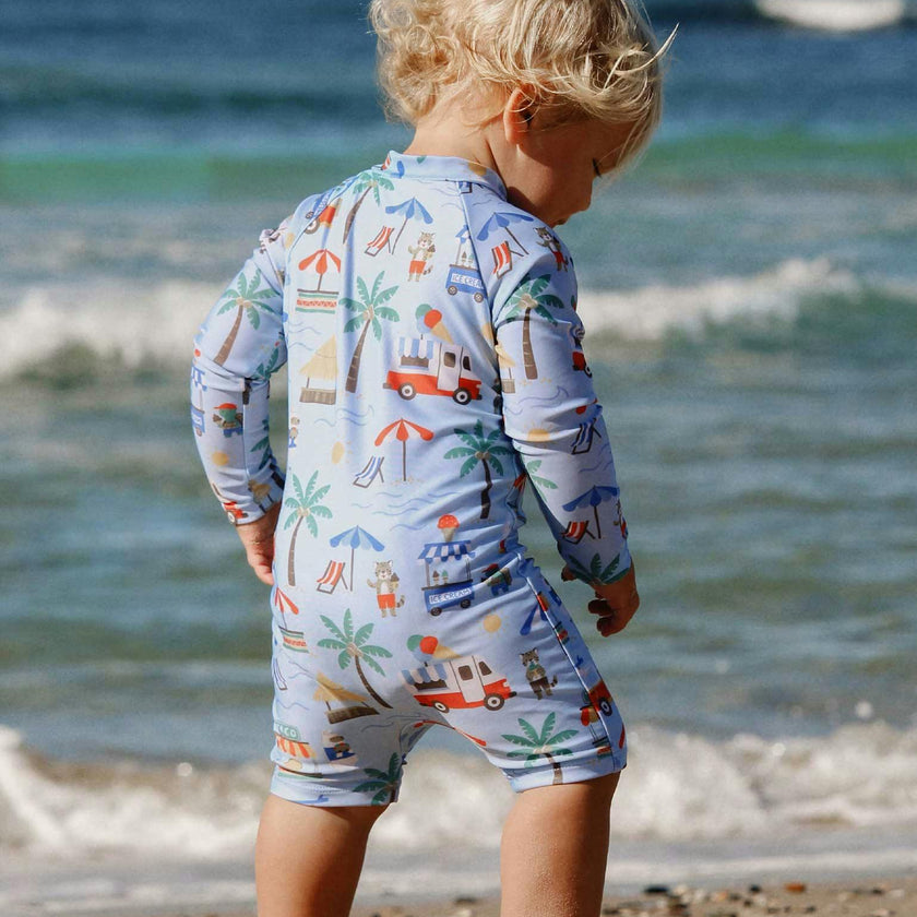Printed L/S Sunsuit and Hat Cancun Print