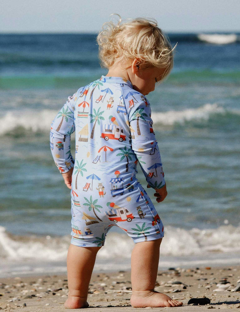 Printed L/S Sunsuit and Hat Cancun Print