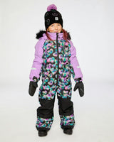 Kids One Piece Play Snowsuit Black Heart Print