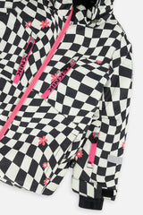 Two Piece Teknik Snowsuit White And Bright Pink Checkered Print