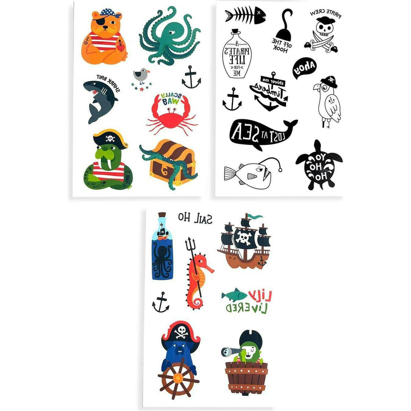 Tattoo Palooza Temporary Tattoos Mini Pack - Pirate's Life - 3 Sheets