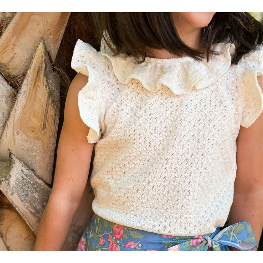 Mary Blouse in  White Pointelle