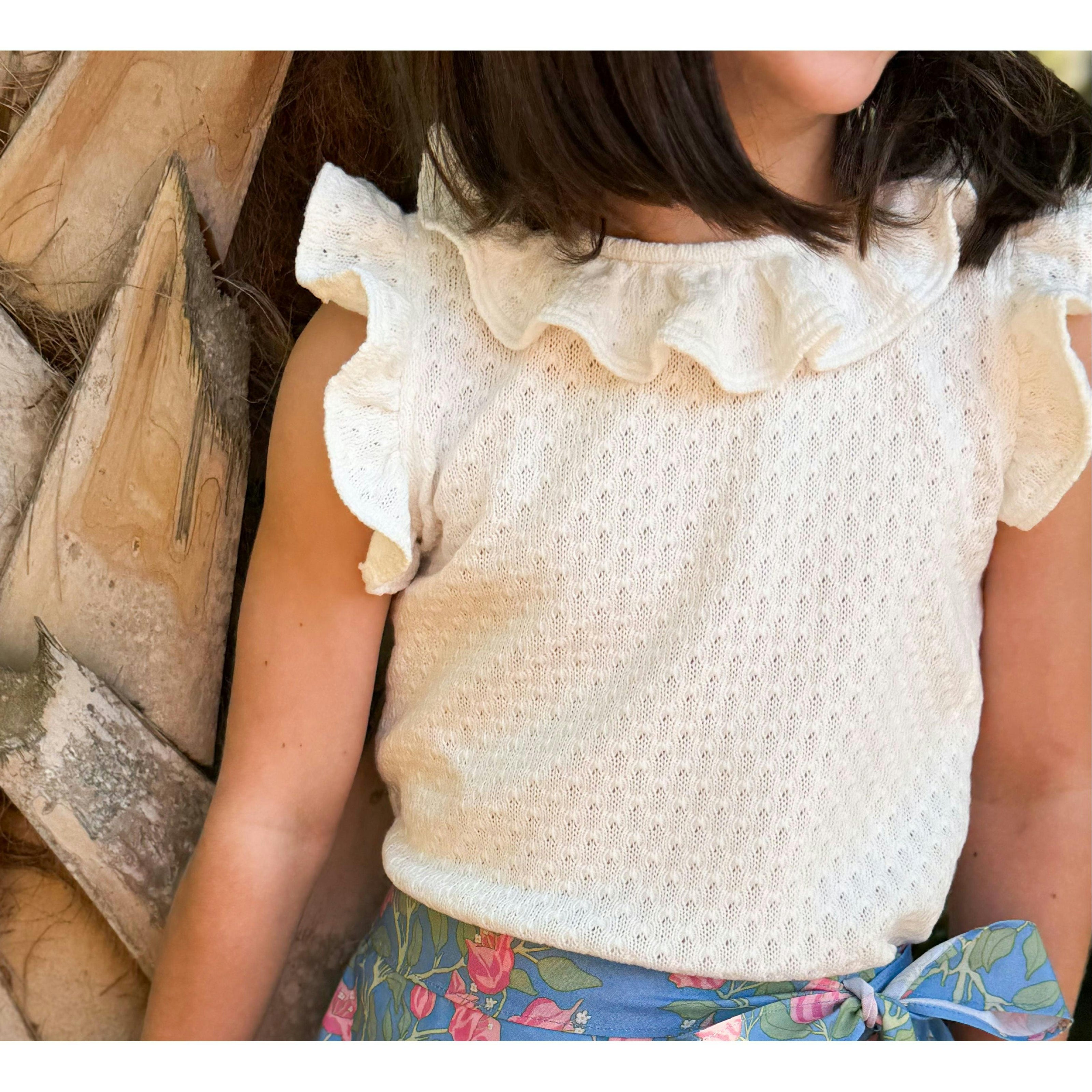 Mary Blouse in  White Pointelle