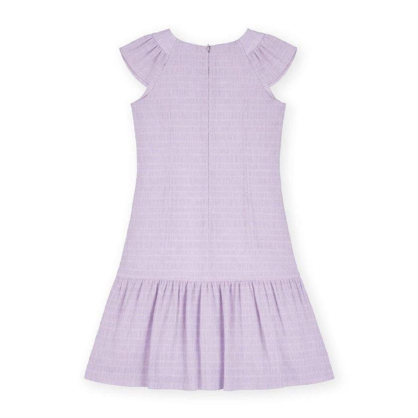 Crinkle Lawn Dress With Shirred Hem Ruffle