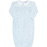 Blue Cheetah Print Smocked Gown