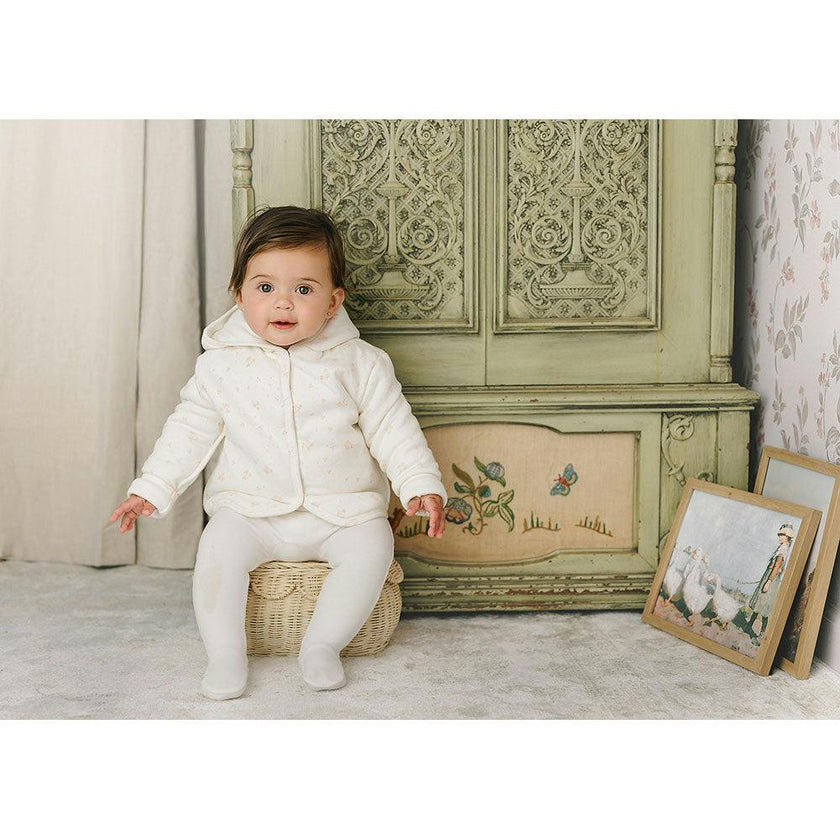 Scattered Blossoms Jacket & Hat Set Barely Pink