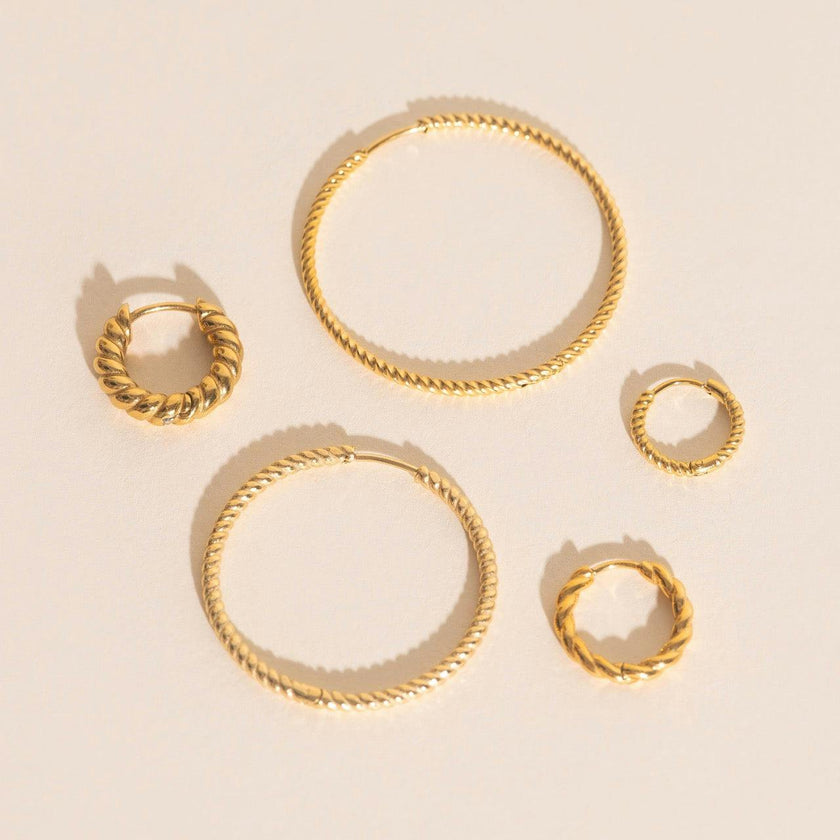 Rope Chunky Rounded Huggie Hoop Earrings